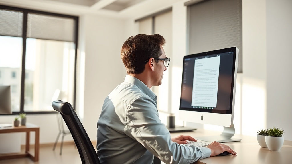 올바른 모니터 사용 자세와 적절한 거리를 유지하는 사무실 환경